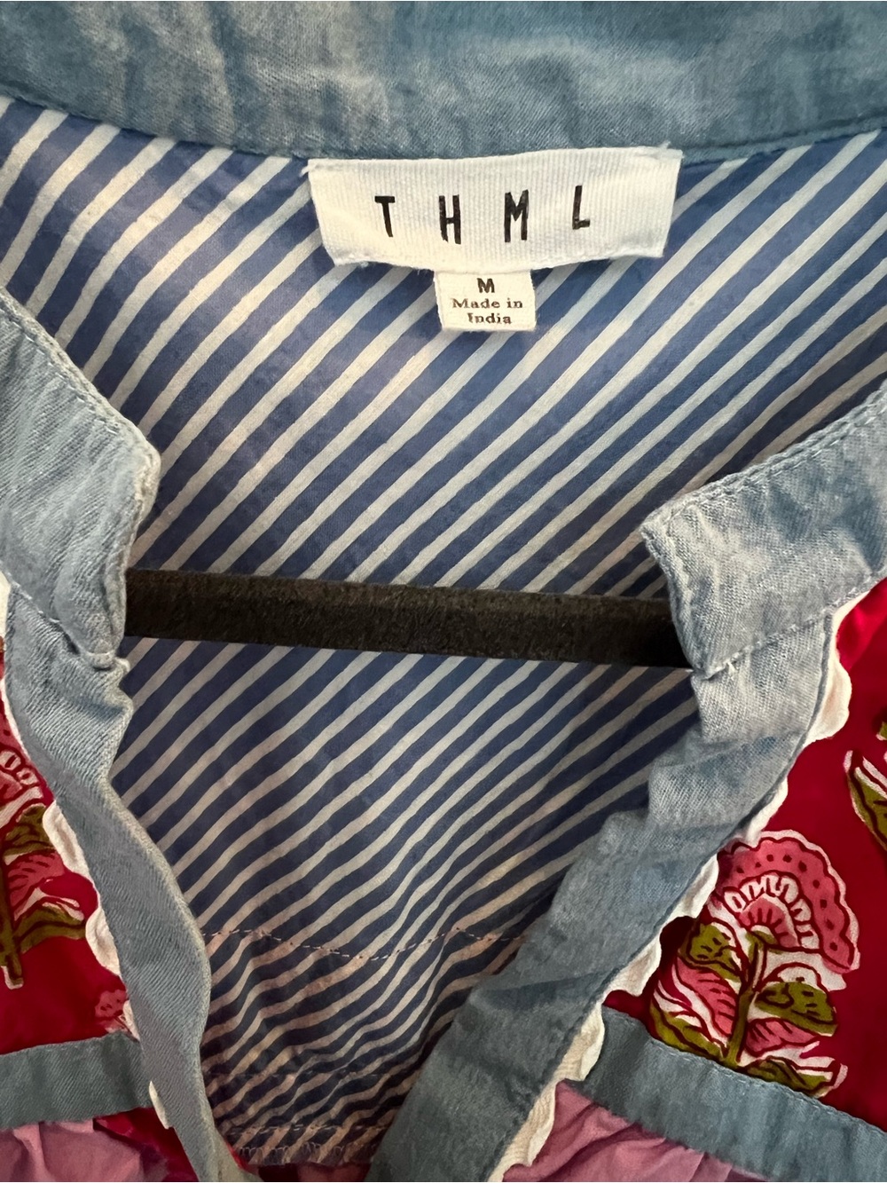THML Floral Patchwork Ruffle Sleeve Blouse | Size M - Picture 3 of 10